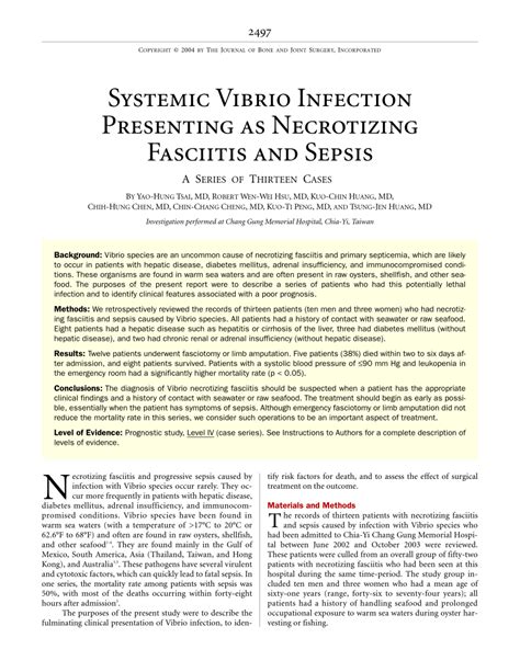 Pdf Systemic Vibrio Infection Presenting As Necrotizing Fasciitis And