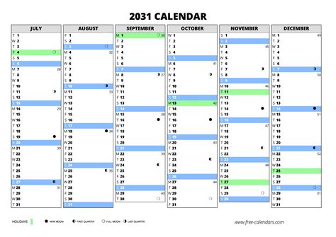 2031 Calendar ≡ Free