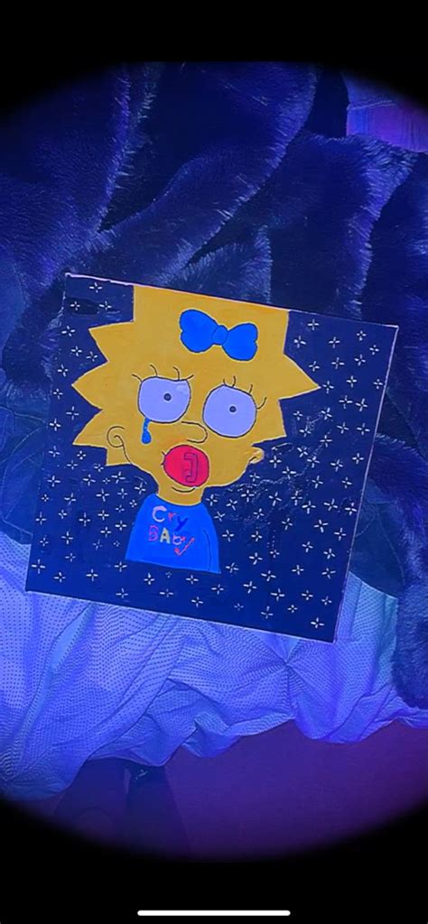 Maggie Simpson Trippy Painting Trippy Cartoon Canvas Painting