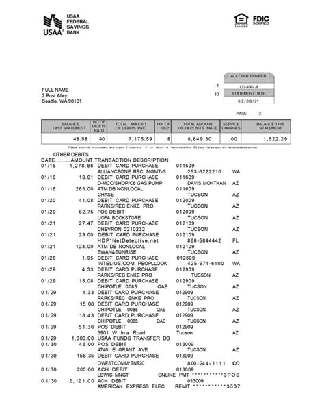 Usaa Bank Statement Template Mbcvirtual In 2022 Statement Template