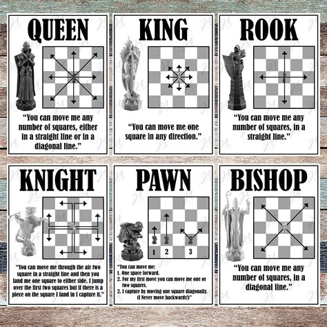 Wizard Chess Cheat Cards Etsy