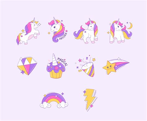 Magical Cute Unicorns Illustration Set On Behance