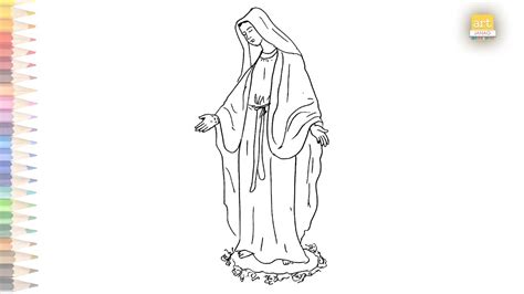 Mother Mary Praying Outline Drawing Easy How To Draw Mother Mary