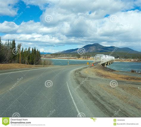 Crossing A Lake In The Yukon Territories In The Springtime Stock Photo