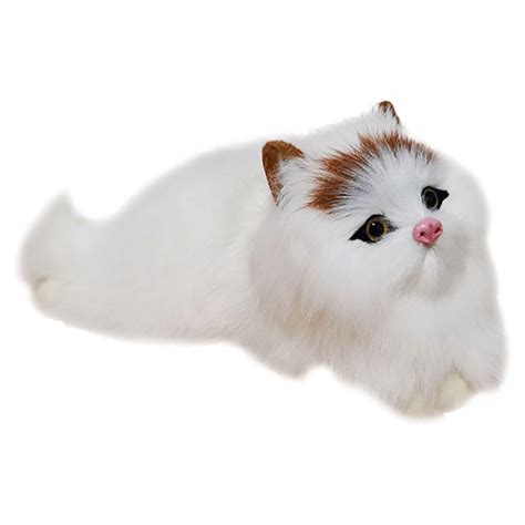 Realistic Furry Baby Calico Cat Figurine Simulation Kitten Home Office
