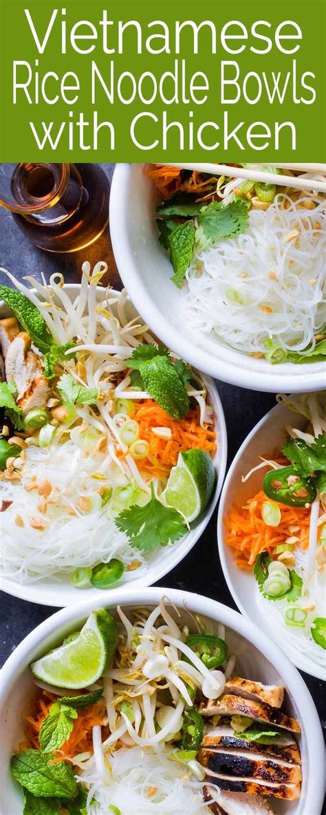 Vietnamese Style Noodle Bowls With Chicken Recipe Vermicelli