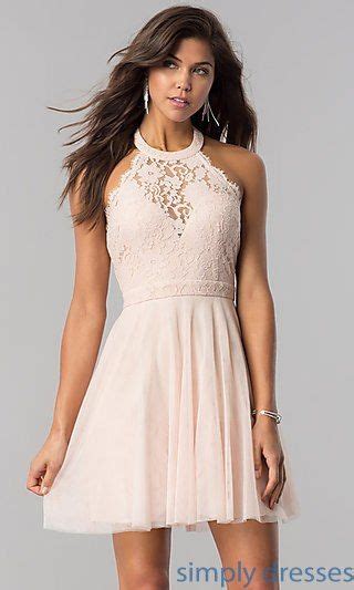 Lace Bodice Homecoming Short Halter Party Dress Tulle Homecoming