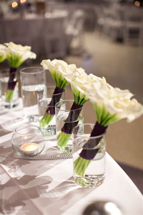 White Calla Lily Bridal Party Bouquets Used At The Sweetheart Table For