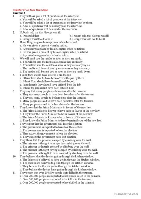 Multiple Choice Of Active And Passiv English ESL Worksheets Pdf Doc