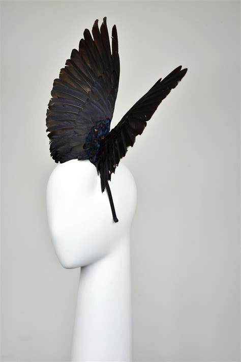 Black Crow Wing Headpiece Black Wing Headpiece Black Etsy Feather