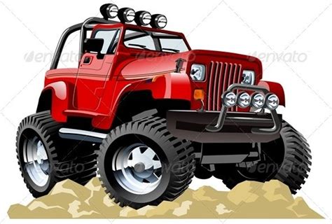 44kb, cartoon jeep drawing picture with tags: Vector Cartoon Jeep | Monster truck drawing, Monster ...