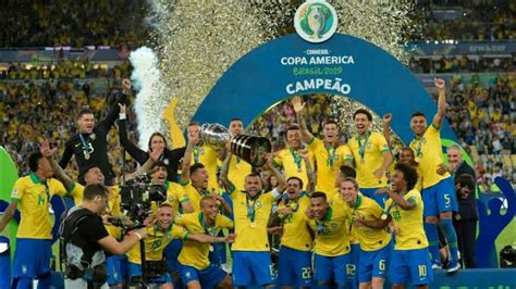 The match between the team of brazil and the team of chile will be held within the championship in football: Brazil Wins Copa America 2019 Trophy Celebration . - YouTube