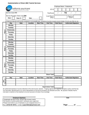 Fillable Online Time Sheet CPC Direct 8-1-11 - California Psychcare