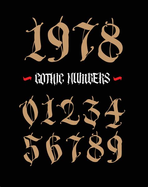 The Numbers Are In The Gothic Style Vector Symbols Isolated On White