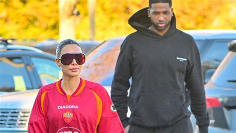 tristan thompson is seen with kim kardashian at north s basketball game after mom s death