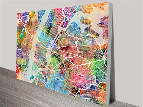 New york ture images walks wall street. New York City Street Map Art Print by Michael Tompsett