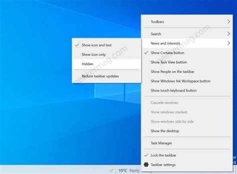 How To Showhide News And Interest Icon On Windows 10 Taskbar