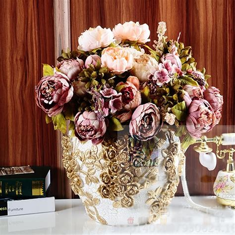 Artificial flowers, silk flowers, wedding flowers & fake flowers are ideal as a gift, for your home décor, office, corporate events or your own beautiful, custom designed, artificial. Vintage Artificial Peony Silk Flower Room Wedding Floral ...