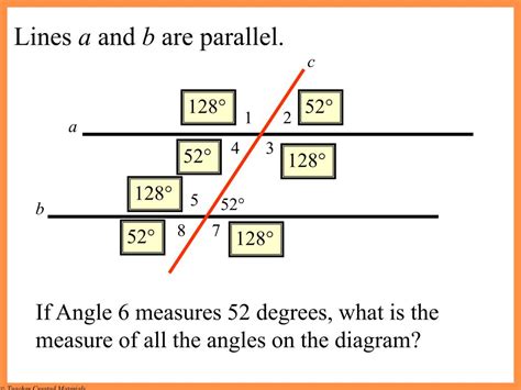 PPT Determining Angle Measures When Parallel Lines Are Cut By A