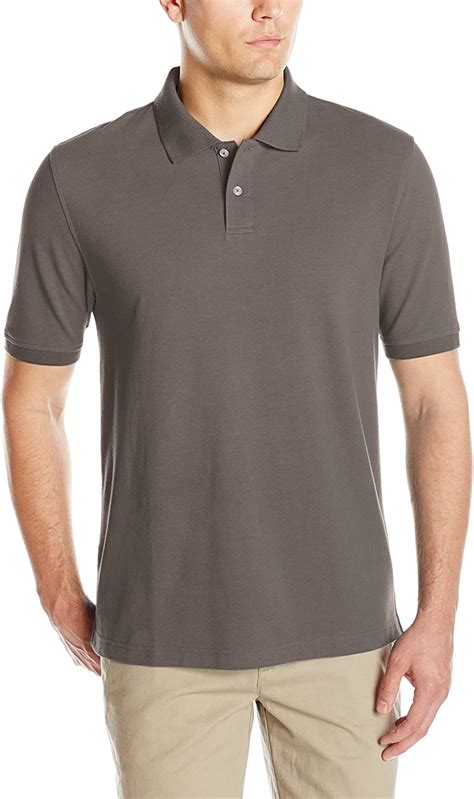 Essentials Mens Regular Fit Cotton Pique Polo Shirt Grey Size Large