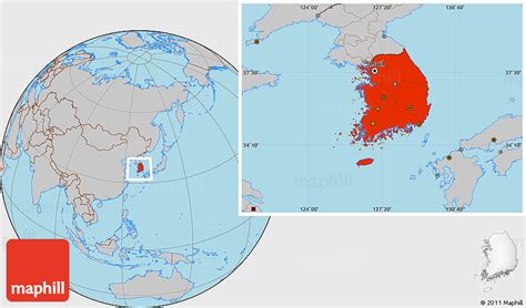 Gray Location Map Of South Korea