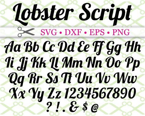 Lobster Script Font Svg File Cricut And Silhouette Files Svg Dxf Eps Png