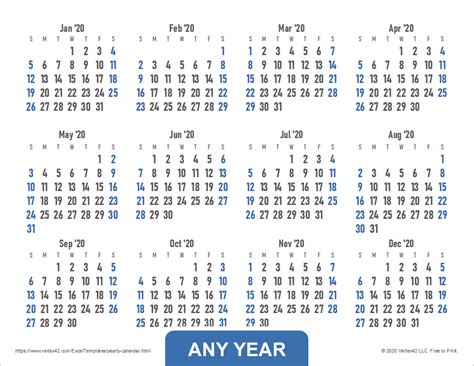 Yearly Calendar Template For 2024 And Beyond