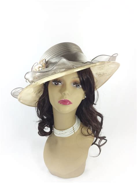 Chic Grey Ladies Tea Party Hat Ladies Summer Hat Dress Up Hat For
