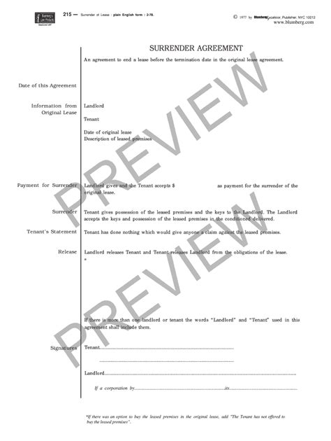 Commercial Lease Surrender Agreement Template Fill Online Printable
