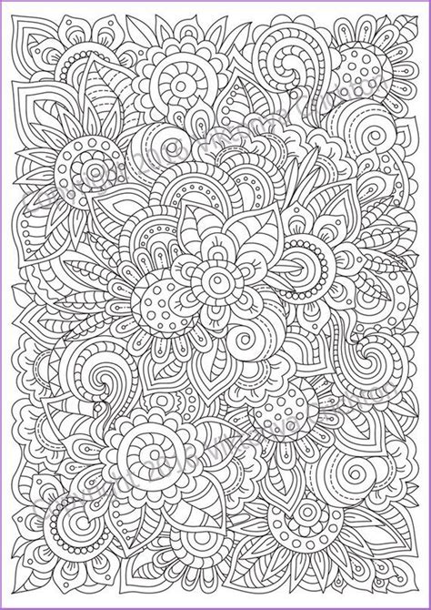 Coloring Page 38 Zentangle Flowers For Adults Doodle Etsy Pattern