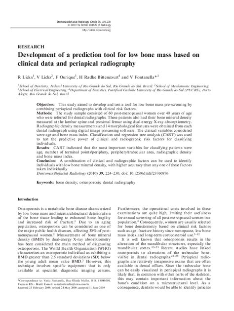 Pdf Development Of A Prediction Tool For Low Bone Mass Based On