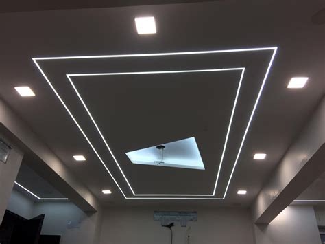 Elegant Linear Lighting Design In Pop Roof Ceiling Design Ceiling