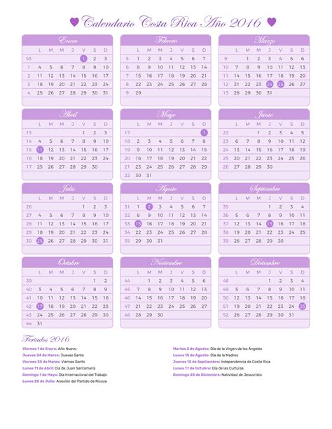 O próximo feriado na costa rica no ano 2021 é no dia 25 de julho 2021: Calendario Costa Rica Año 2016 | Feriados
