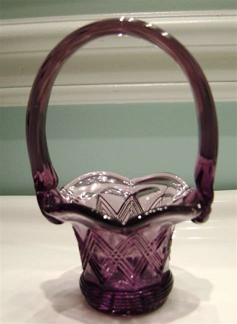 Fenton Purple Mini Basket Fenton Glassware Stained Glass Lamps Indiana Glass Purple Glass