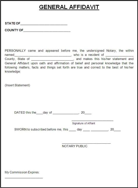 Free Printable Affidavit Form