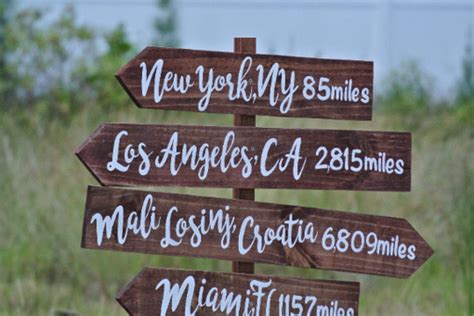Buy Hand Crafted Rustic Wood Directional Sign Mileage Destination