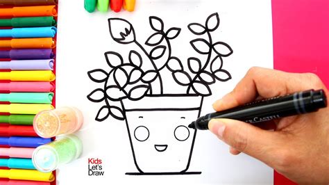 Cómo Dibujar Una Planta En Maceta Kawaii Con Brillantina How To Draw