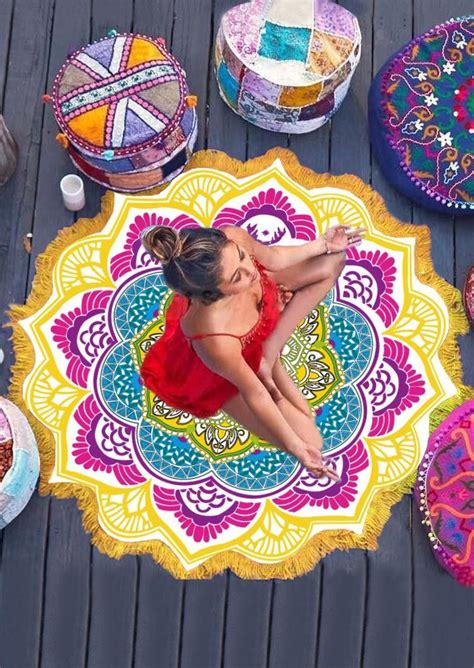 indian mandala tapestry boho lotus bohemian beach throw towel yoga mat