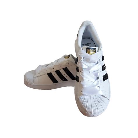 Adidas Superstar Foundation Sparkles White Black Sparkle Shoeseu