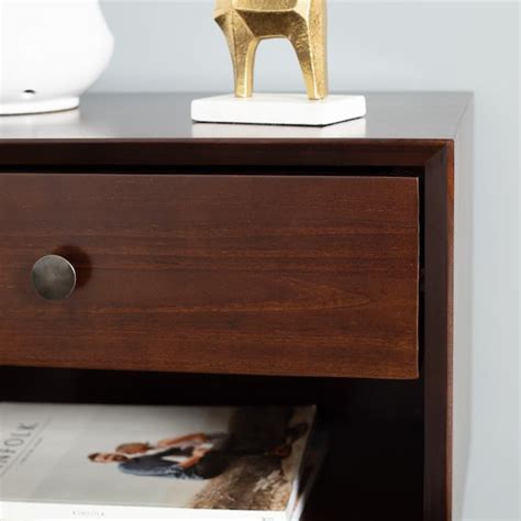 Walker Edison Transitional Wood Nightstand With Open And Closed Storage