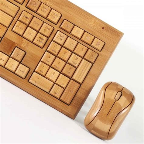 Impecca Hand Carved Bamboo Wireless Keyboard And Mouse Noveltystreet