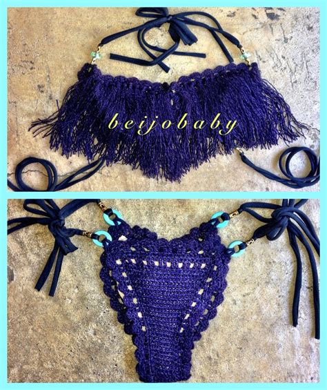 Deep Sea Fringe Bikini Etsy