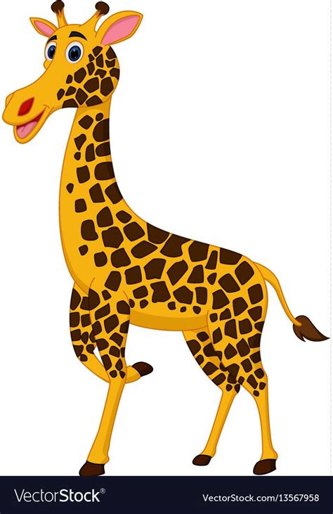 Happy Giraffe Cartoon Vector Image On Vectorstock Animated Animals