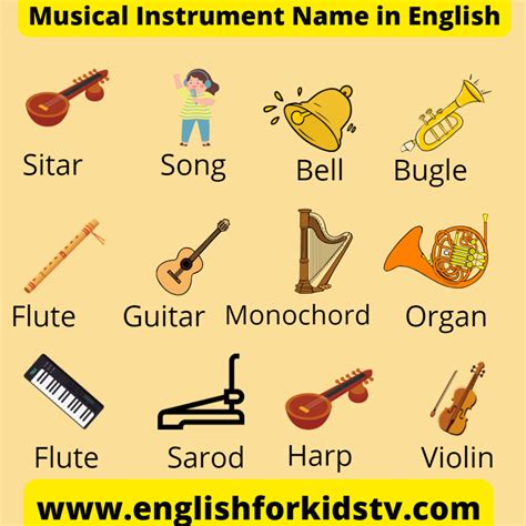 Musical Instruments Name With Pictures English For Kids