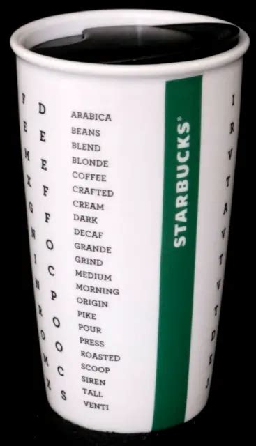 Starbucks Coffee Traveler Tumbler Word Search Puzzle White Cup Mug 12oz