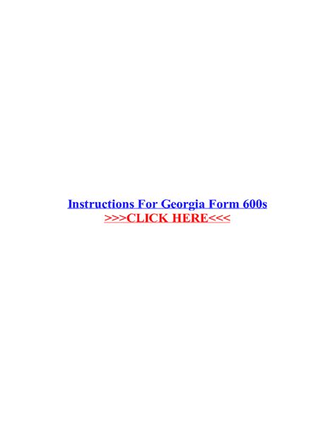 Fillable Online Instructions For Georgia Form 600s Fax Email Print