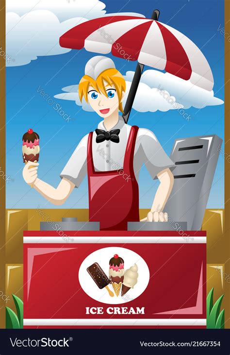 Man Selling Ice Cream Royalty Free Vector Image