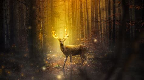 Free Download Hd Wallpaper Photo Of Deer Buck Under Sunray Fantasy