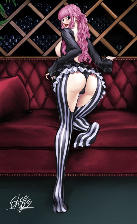 Sherumaru Korcht06 Perona One Piece Absurdres Highres 1girl Alcohol Ass Bottle Couch