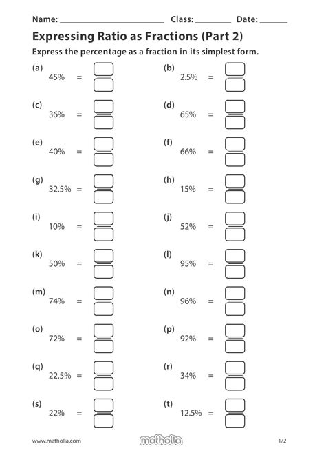 6th Grade Math Worksheet Ratios